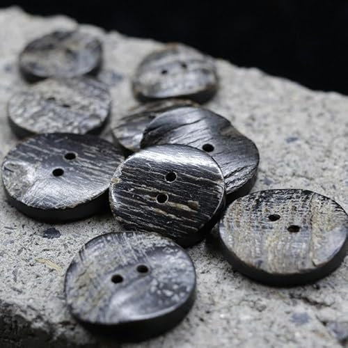 JTZYM 10 Stück 15/20/23/25 mm, grobe Textur, große echte Hornknöpfe, Anzug-Set, 100% Büffelhornknöpfe, 4 Löcher, runde Mantelknöpfe zum Basteln