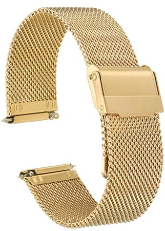 sourcing map 316L Stainless Steel Mesh Watch Band | Quick Release Adjustable Metal Watch Strap for Men Women