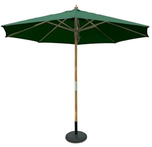 SiMPO LIFESTYLE Sonnenschirm 250 cm Holz-Sonnenschirm Marktschirm Gartenschirm Terrassenschirm Rund UV50+ (Grün, 2.5m)