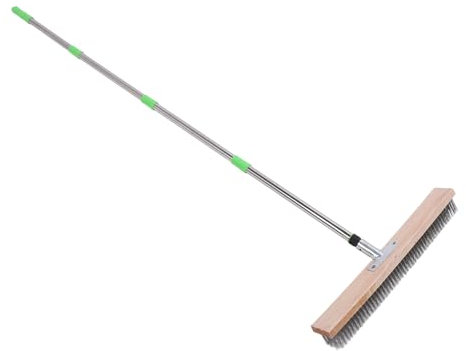 Aramox Brosse à Récurer pour Terrasse, Balai en Fil d'acier Inoxydable de 50 Cm, Brosse à Récurer pour Terrasse avec Long Manche pour Laver la Mousse, Le Coulis de Béton, Le Jardin
