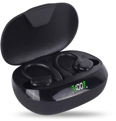 Bewinner Auricolari Wireless Bluetooth 5.3 Cuffie Sportive, 8 Ore di Riproduzione con Custodia di Ricarica per Display Digitale, Ganci Sopra L'orecchio per Allenamento/corsa