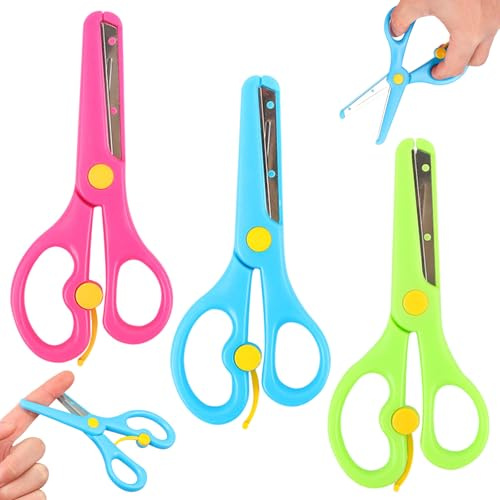 COYUN 3 pcs Sicherheit Schere Sicherheitsschere, schere, Papierschere Bastelschere Schere Anfängerschere, Kleine Papierschere, Geeignet für den Schulbedarf, DIY Handwerk