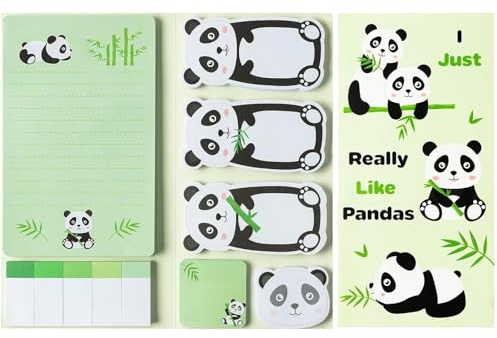 550 Blätter Haftnotizen Set lustig Süße klebezettel Post Selbstklebende Haftnotizen für Schule, Büro, Heim (Panda)