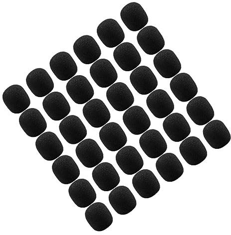 50pcs Black Sponge Microphone Covers Windscreen Replacement | Portable Shrink-fit Design, Conference Room and Stage Performance Use, Packed for Bulk Supply
