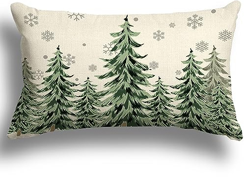 ZWJD Kissenbezug Weihnachten 40x60 1er Set Kissenbezüge Dekokissen Leinen Kissenhüllen für Deko Weihnachten Sofa Schlafzimmer Couch Kissenbezug 40x60 cm