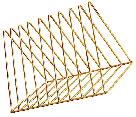 jojofuny Range-CD Triangle Doré avec Compartiments Support Multifonction pour Bureau Organisation De Magazines Et Dossiers Présentoir Compact Et Pratique pour Disques Vinyle Et CD