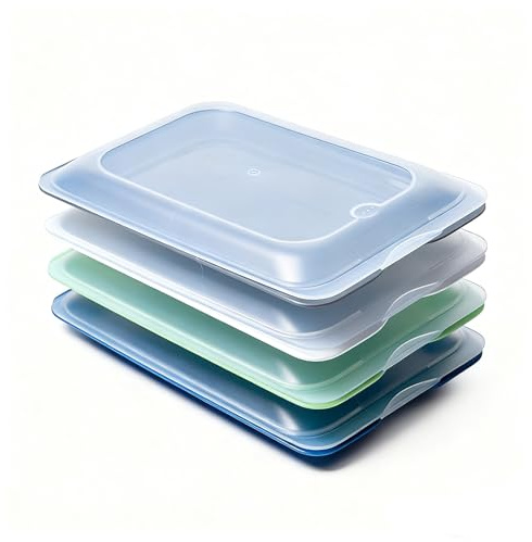 DECODEKO Tupper Embutido Nevera Hermético, Porta Embutidos Fresh Set de 4 Apilable, Libre de BPA Apto Congelador, Microondas, Lavavajillas, 17 x 3.2 x 25.2 cm, Fácil de llevar (4)
