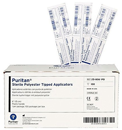 Puritan 1301265 Kunststoff-Watteträger, Einzeln Steril, Länge 150 mm (100-er Pack)
