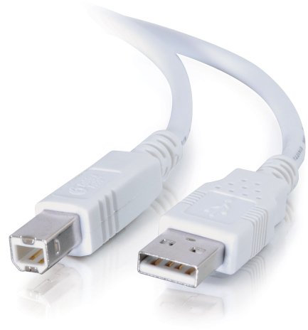 C2G 1M USB Printer Cable, USB 2.0 A to B Lead. Compatible with printers and scanners from HP, Epson, Brother, Samsung, Cannon and all other USB A/B devices, White