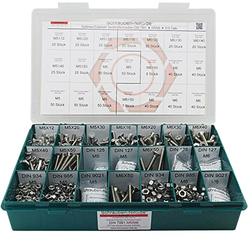 Set/Set Edelstahl Senkkopfschrauben M5 M6 DIN 7991 VA A4 V4A Innensechskant