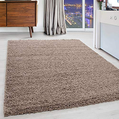 Carpettex Teppich Alfombra Shaggy Flokati de Pelo Largo, Unicolor, mullida y Suave para la Sala de Estar., Color:Beige, Tamano:120x170 cm