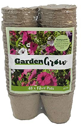 Thompson & Morgan Biodegradable Plant Fibre Seed Pots for Seeds, Seedlings & Cuttings, An Eco-friendly Alternative to Plastic, 48 x 6cm Fibre Pots (48)