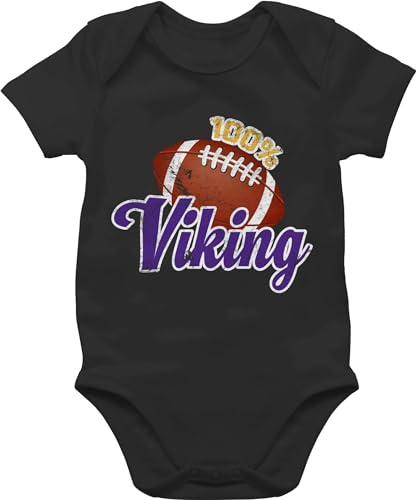 Baby Body Kurzarm - Sport & Bewegung - 100% Viking - 3/6 Monate - Schwarz - basketball outfit 25. geburtstag vikings bodys babysachen mit football babybody jungs american baby-kurzarmbodys junge