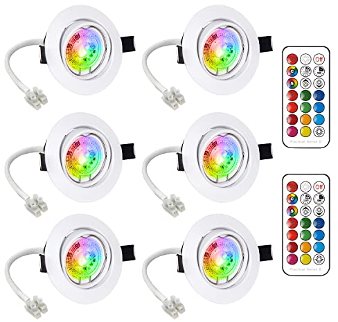 LED Einbaustrahler Schwenkbar Inkl. 6 x 6W Leuchtmittel GU10 LED Deckenstrahler Deckenspots Deckenleuchte Einbaustrahler Einbauspots Deckeneinbauleuchte Deckeneinbaustrahler Rund Warmweiss Drehbar