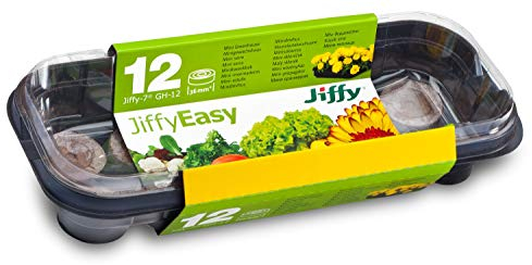 Mini serre avec 12 tablettes de 36 mm de diamètre, 27 x 11,5 x 6 cm (l x p x h) pour semis, terreau de culture, comprimé de tourbe – pots de source de tourbe