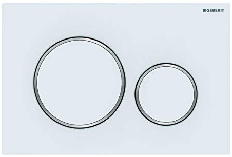 Geberit Sigma 20 115882JT1 Actuator Plate for 2 Flushes with Front Actuation Plate and Buttons Matte White Stripes Chrome
