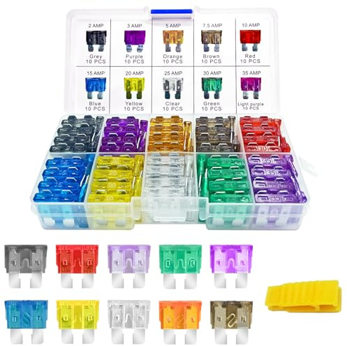MuHize 100pcs Standard ATC Blade Fuses Kit (2A-35A) - Corrosion-Resistant with Heavy Duty Fuse Puller - Blade Fuses Assortment Kit Fits Cars, Trucks, SUVs, RVs, Campers