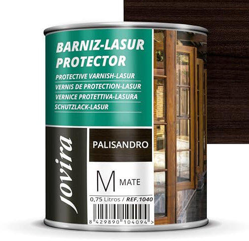 JOVIRA PINTURAS. Lasur Protector Mate. Protege, decora y embellece todo tipo de madera (750 Mililitros, Palisandro) G-8