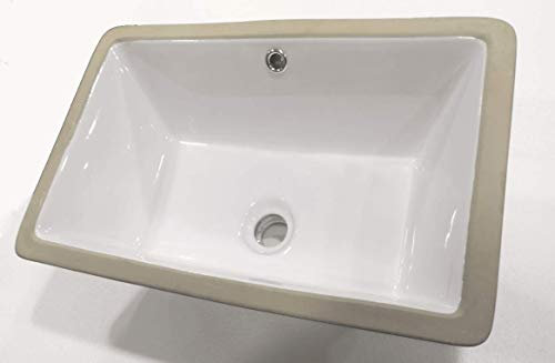 GT-LUX Lavabo lavandino lavello da incasso in ceramica bianca quadrato | rotondo ovale (Rettangolare - YH3110)