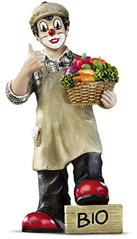 Gildeclown Figur Alles Bio - Dekofigur Clown Sammlerstück - 8 x 6 x Höhe 16 cm - verpackt im Geschenkkarton- Deko Küche