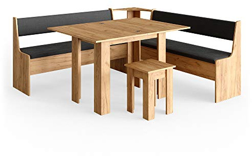 Vicco Eckbankgruppe Roman, Goldkraft Eiche, 180 x 180 cm | mit Tisch, geeignet für Eckaufstellung in Küchen und Essbereichen