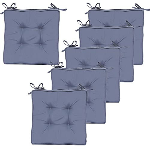 Race Leaf Lot de 6 coussins de chaise de jardin, salle à manger, salon, cuisine, voiture, bureau (gris clair)