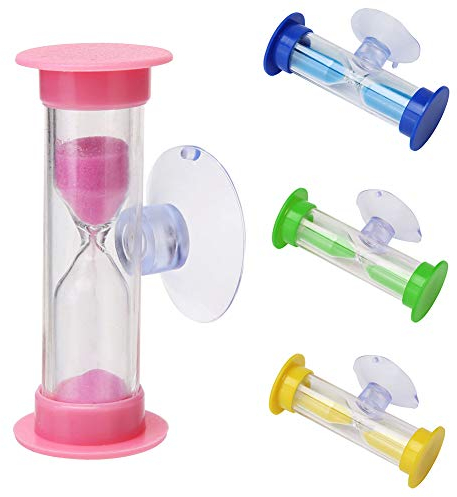 Kinder Zahnbürste Sandglas Timer, 2 Minuten Duschtimer Mini Glas Sanduhr, Saugnapf Timer, Kochen Schwenkbar Sanduhr, Kinder Mini Sanduhr zum Bürsten Kinderzähne (Rosa)