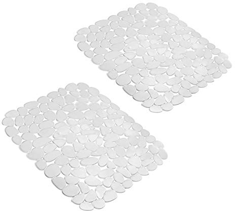 Yiter Sink Mat, 2Pcs Adjustable PVC Clear Pebble Sink Protector for Stainless Steel or Porcelain Sink, Dish Drying Mat for Bathroom Kitchen Sink Countertop, 15.8 x 12 inch