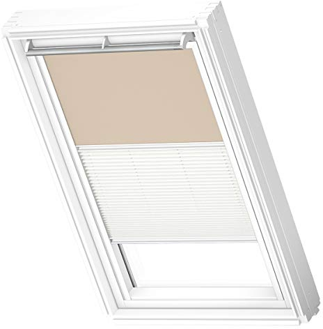 VELUX Original Dachfenster Duo Verdunkelungsrollo für M06, Sandbeige, mit weißer Führungsschiene