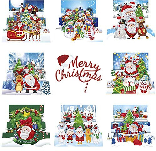 ycyingcheng Personalisierte Weihnachtskarten Urlaub Gruß Karten Kits，8pcs DIY Diamant-Grußkarte Speziell geformter Teilbohrer Weihnachtspostkarte für Liebeskarten Jubiläumskarten Geburtstagskarten