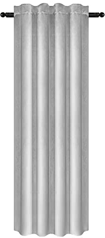 WOLTU Samtvorhänge, für Schlafzimmer Wohnzimmer, Verdunklungsvorhang mit Kräuselband Thermogardine, 300 g/m² Schwere Samtige, 140 x 245 cm, Hellgrau