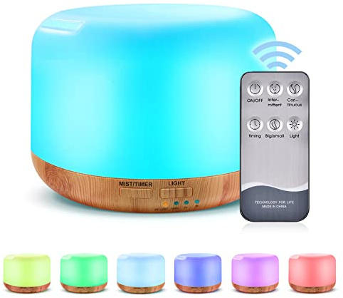 BNGXR Aroma Diffuser, 300ml Aroma Diffuser Luftbefeuchter mit Timer, Ultraschall Aromatherapie Diffusor mit 7 Farben LED, Luftbefeuchter Ultraschall für Schlafzimmer