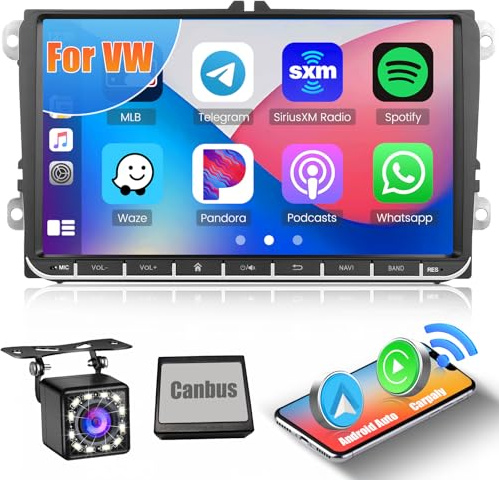 Hikity 1G 32G Android13 Car Carplay Radio för VW Passat B6 B7 Golf 5 6 Jetta Polo Touran Caddy Tiguan Seat 9Inch Bilradio Auto Stereoradio med Bluetooth GPS-navigering WiFi Android Auto