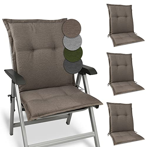 Beautissu 4er Set Premium Gartenstuhlauflage Niedriglehner 105x50x7cm Polster Auflage Niederlehner Auflagen Gartenstuhl Made in EU Robuster Stoff & UV-Lichtechtheit HighLux NL Sitzkissen Taupe