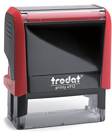 Trodat Printy 4912 - Custom - Gehäusefarbe Rot (Abdruckfarbe Blau) - 47x18mm - 5 Zeilen - personalisierbarer Namensstempel, Adressstempel oder Firmenstempel