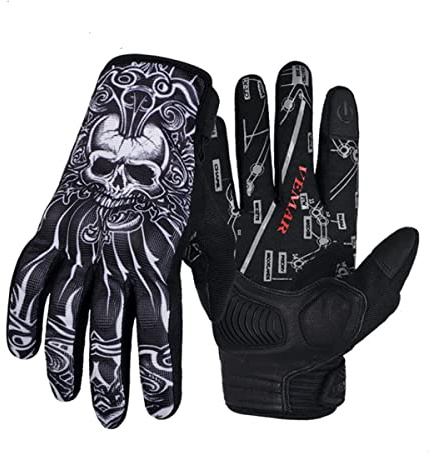 EXCEREY Skull Ghost Touchscreen Compatible Riding MTB Bike Gloves for Running Climbing Riding Biking Outdoor Sports, Gift for Men Women(Black, Size M)