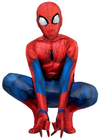 Marvel Spider-Man Official Youth Deluxe Zentai Costume - Deluxe Two-Way Stretch Spandex with Invisible Zippers and Wrist Openings for Added Convenience (XL)