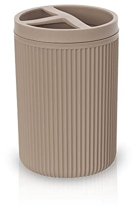 Inbagno Bicchiere portaspazzolini colorato Tortora, infrangibile in plastica, Linea Ring