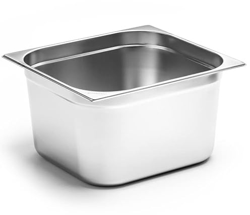 Forgast Conteneur en Acier inoxydable | Format GN 2/3 | Dimensions 32,5x35,3x15 cm | Récipient gastronorme | pour plats chauds, salades | Facile à nettoyer | Lavable au lave-vaisselle