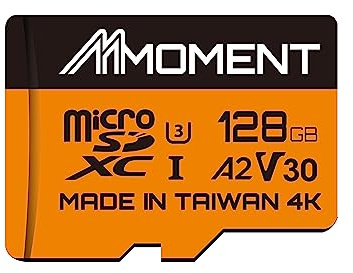 MMOMENT 128GB Lite Micro SD Card, A2, UHS-I, U3, V30, Class 10 Compatible, MicroSDXC Max Sequential Read up to 100MB/s, Max Sequential Write up to 85MB/s, SD Adapter Included