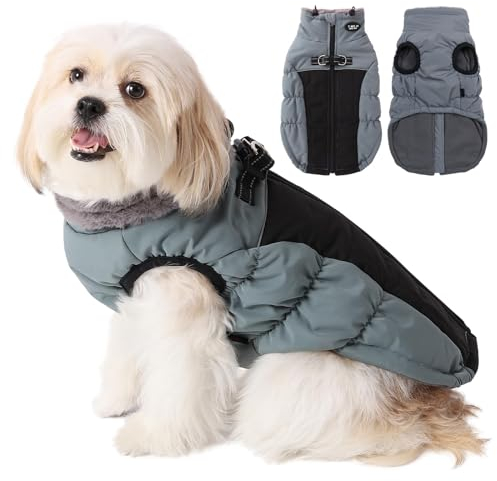Savlot Hundejacke Winterweste Jacken Hundemantel Hundepullover Haustier Skifahren Kostüm Ärmellose Baumwolle Gepolsterte Weste Mit D-Ring (XS, Blau)