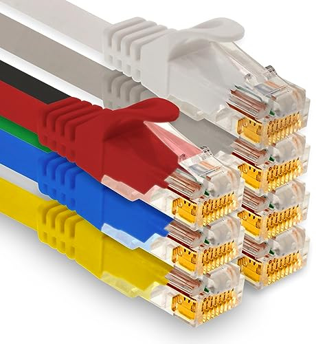 1aTTack.de - 7 X 2.0m Cable de red Cat7, Cat.7 Ethernet, cable LAN y cable de patch Cat 7 para máxima velocidad de Internet & conecta todos los dispositivos con conector RJ 45 Color 3