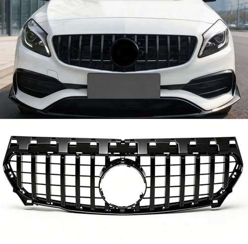 YIUBCZOQI Kühlergrill für Mercedes Benz CLA W117 X117 C117 2013-2019 | Frontgrill Sport,CLA180 CLA200 CLA220 CLA250 CLA45,Schwarz glanz,Ohne Kameraloch & Emblem,ABS