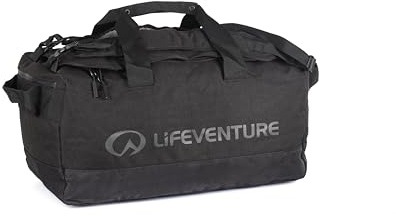 Lifeventure Expedition Cargo duffelväska | 50 liters kapacitet med avtagbara ryggsäcksremmar, Svart, 50 Litre, Duffelväska med ryggsäcksremmar lämpliga för handbagage