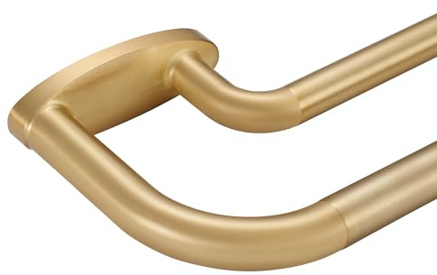 Barras de cortina dobles, dorado cálido, para oscurecimiento, 183 - 366 cm, ajustable, barra delantera de 2 cm y trasera de 1,5 cm, barra de metal negra de calidad para ventana, diseño envolvente