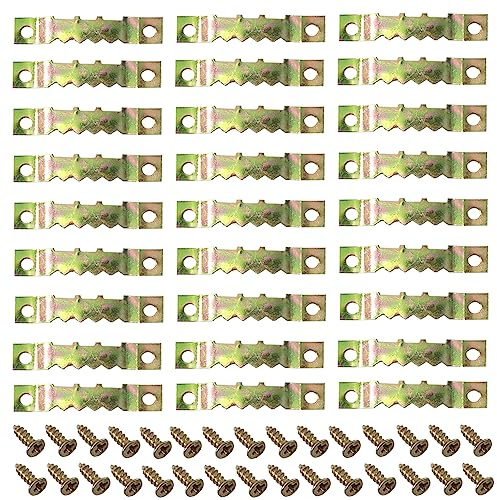 Yosawo 100 Pcs Picture Hangers Frame Hook Saw Tooth Hanger(Colour Gold/C) | Picture Hook Hangers with Screws,for Home Decoration Hanging Wall Clock Decorative Paintings Artwork Picture Frame Hooks