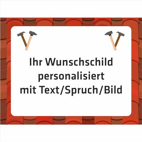 INDIGOS UG - Aluverbundplatte Schild - Beruf - Dachdecker - 20x15 cm - Firmenschild - wetterfest personalisiert mit Foto, Logo und Text - individuelle Schilder für Tür, Wand, Büro Garage