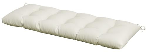 Outsunny Cuscino per panchina 128x48x8 cm Cuscino per panchina da giardino con 2 corde di fissaggio Impermeabile e protezione UV 50+ per altalena da giardino Terrazza Crema