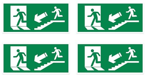 Arterby's® – Aufkleber für Notausgang – Blinker und Treppen – 4 Stück – langlebig für Außen und Innen – (27,5 x 13) cm (V4 – Notfallleiter)