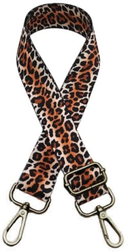 Whakano Leopardenmuster Schulterriemen Riemen 3,8cm Breit,Verstellbar Taschengurte Zum Wechseln,Längenverstellbarer 75-130cm,Taschen Strap für Schultertasche,Umhängetaschen,Bronze Schnalle,Orange